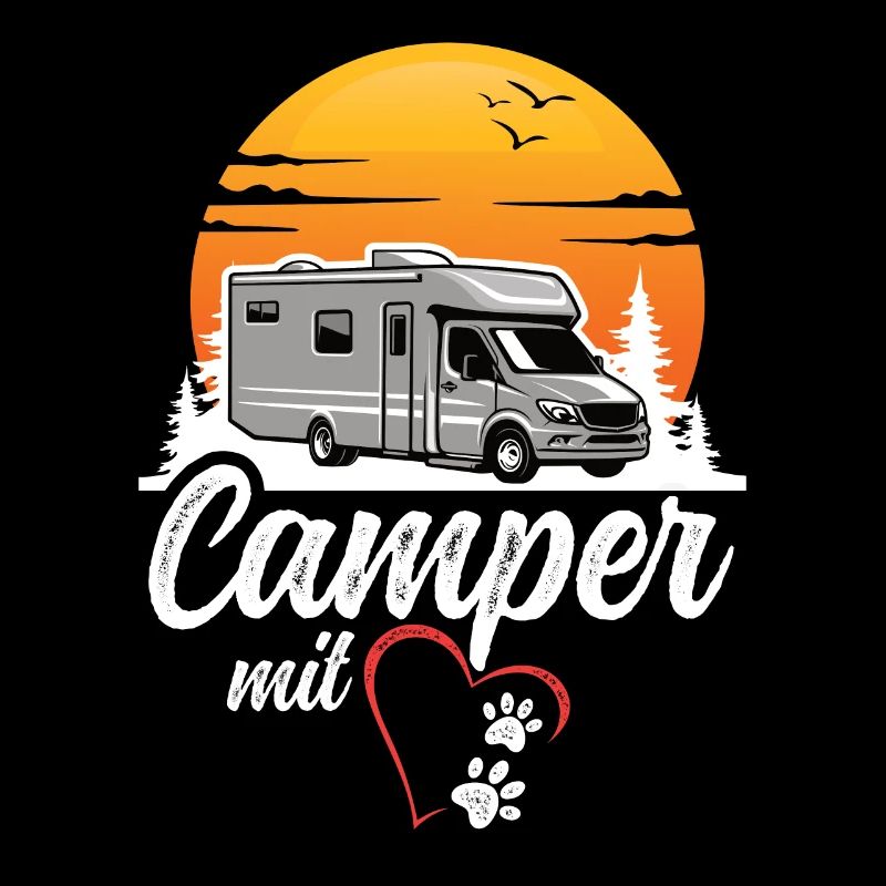 Camper mit Herz und Pfoten Hund Camping