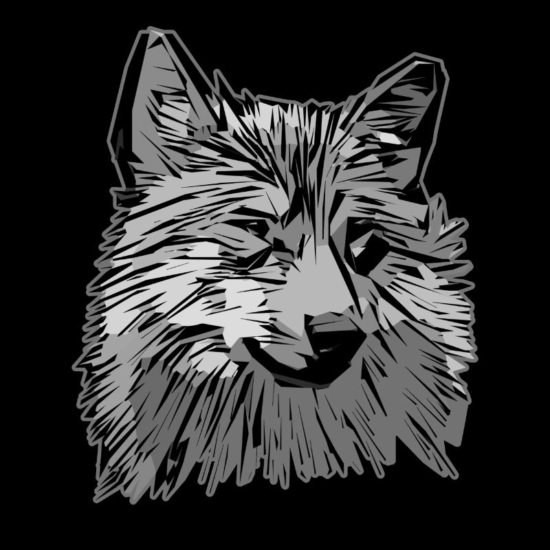 Wolf's head wild animal motif print with wolf