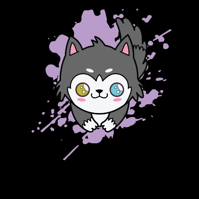 Chat avec une couleur d’yeux différente kawaii