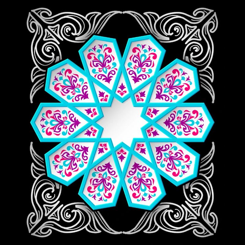 Persian ornament with silver décor in 3D style