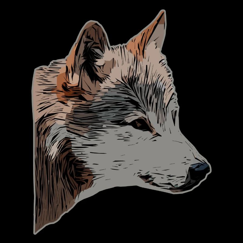 Wolf's head wild animal motif print with wolf