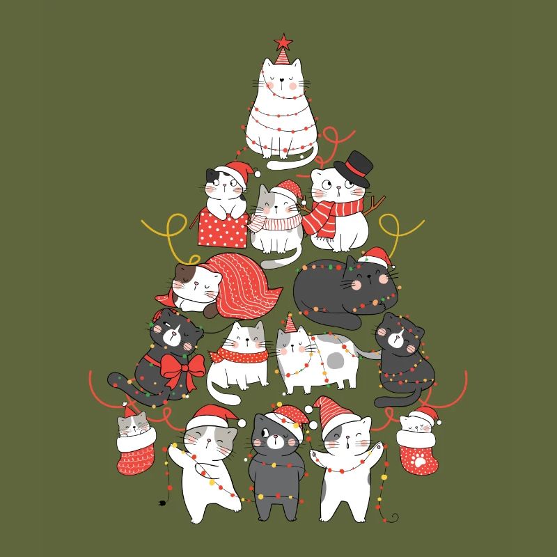 Cat Christmas Tree Cat Tree String Lights