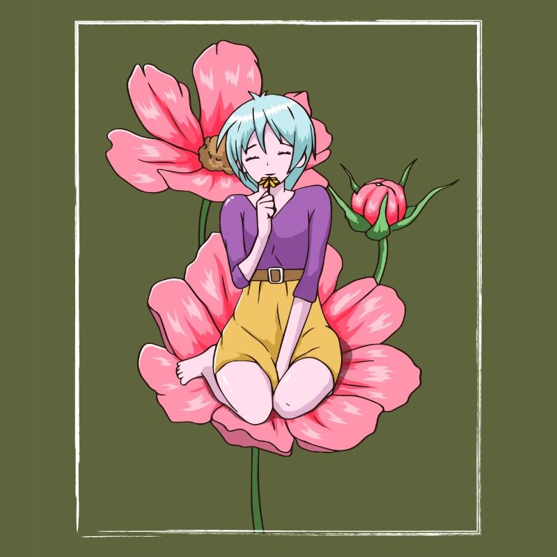 Bloomcore Esthétique Anime Filles Fleurs Cottage