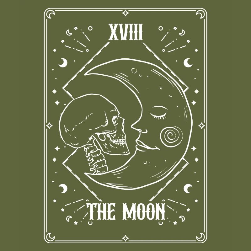 Tarot Card Gothic Skull Moon Goth The Moon