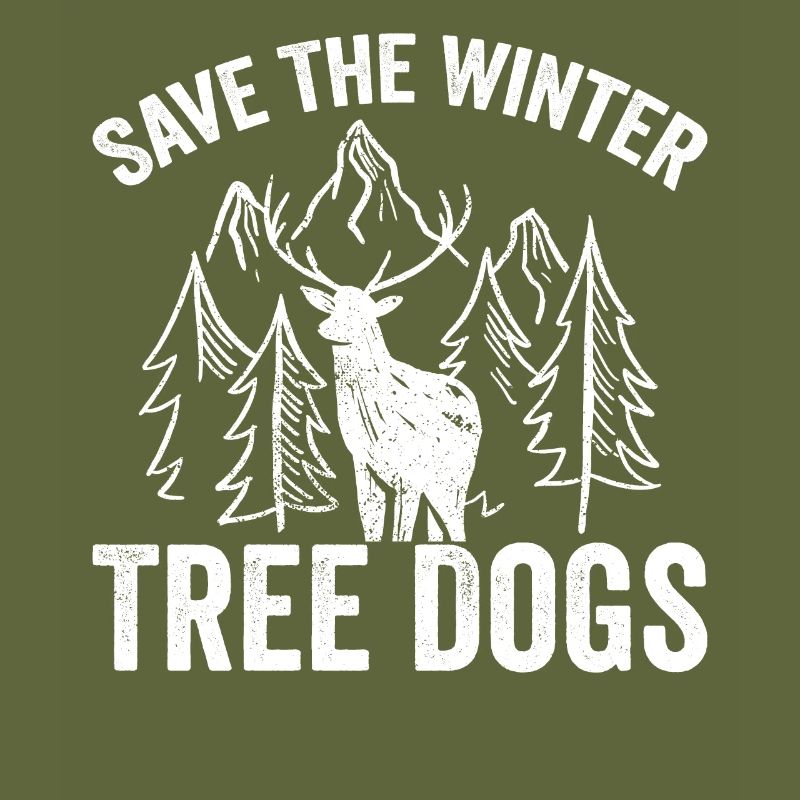 Funny deer save the winter tree dogs
