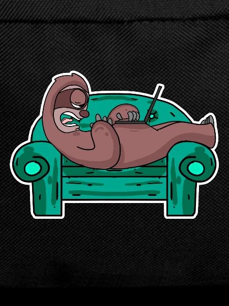 Faultier auf Sofa Laptop Mitarbeiter