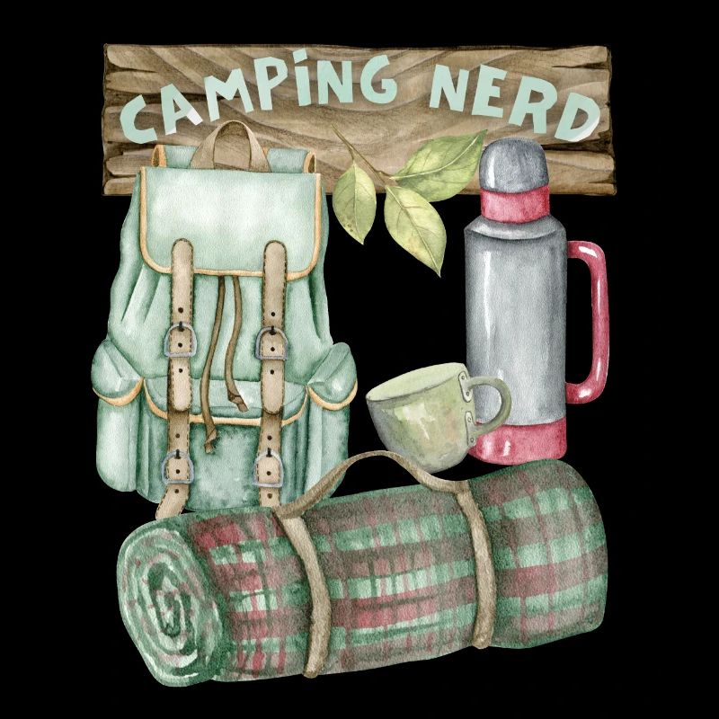 Camping, camping nerd, backpack, funny saying