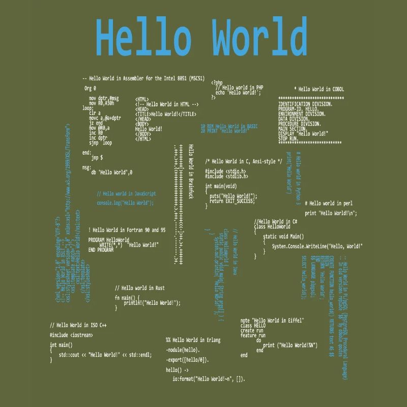 Hello World Programmiersprachen Programmierer Nerd