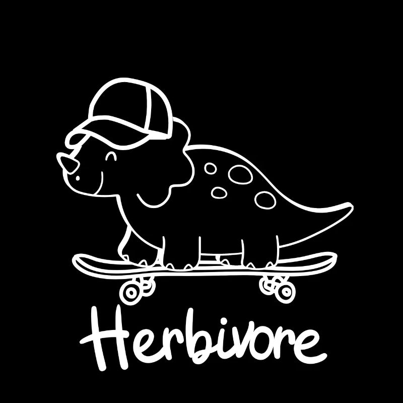 Herbivore Dinosaurier mit Basecap auf Skateboard