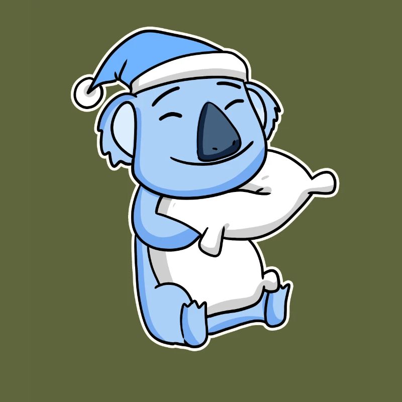 Koala with pillow and sleeping cap