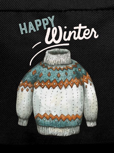 Winter-Design, Strick Pullover Happy-Winter Spruch