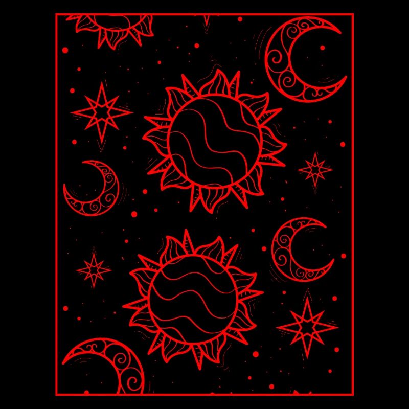 Bohemian Aesthetic Sun and Moon Pattern