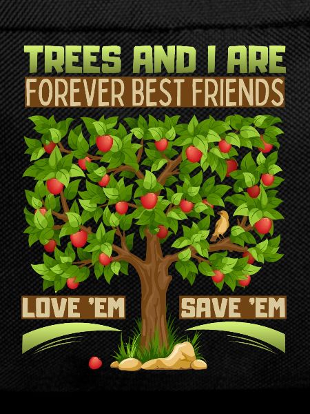 Apfelbaum-Illustration, Naturschutz, Spruch