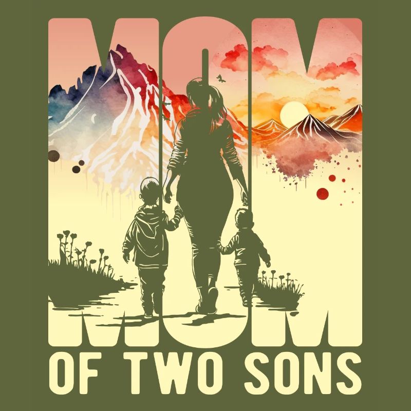 Mutter mit zwei Söhnen Muttertag Berge Mama Kind