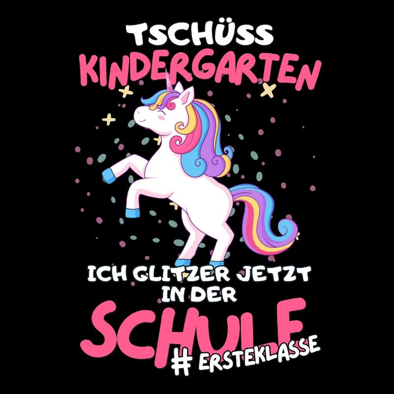Tschüss Kindergarten hallo Einschulung mit Einhorn
