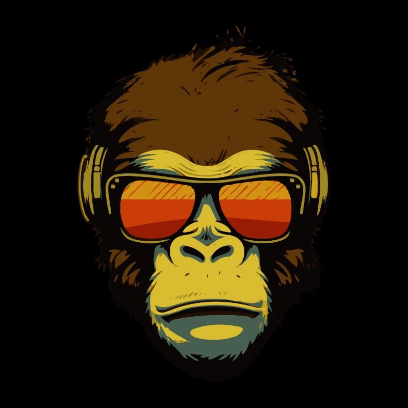 Cooler Affe mit Sonnenbrille und Kopfhörer