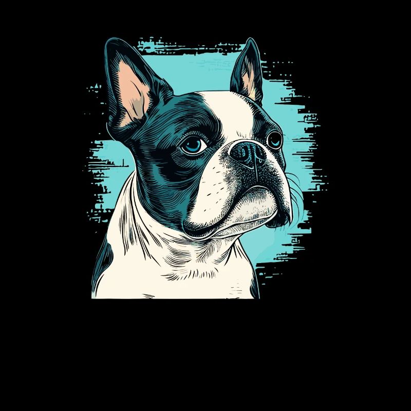 Boston terrier comic cartoon style