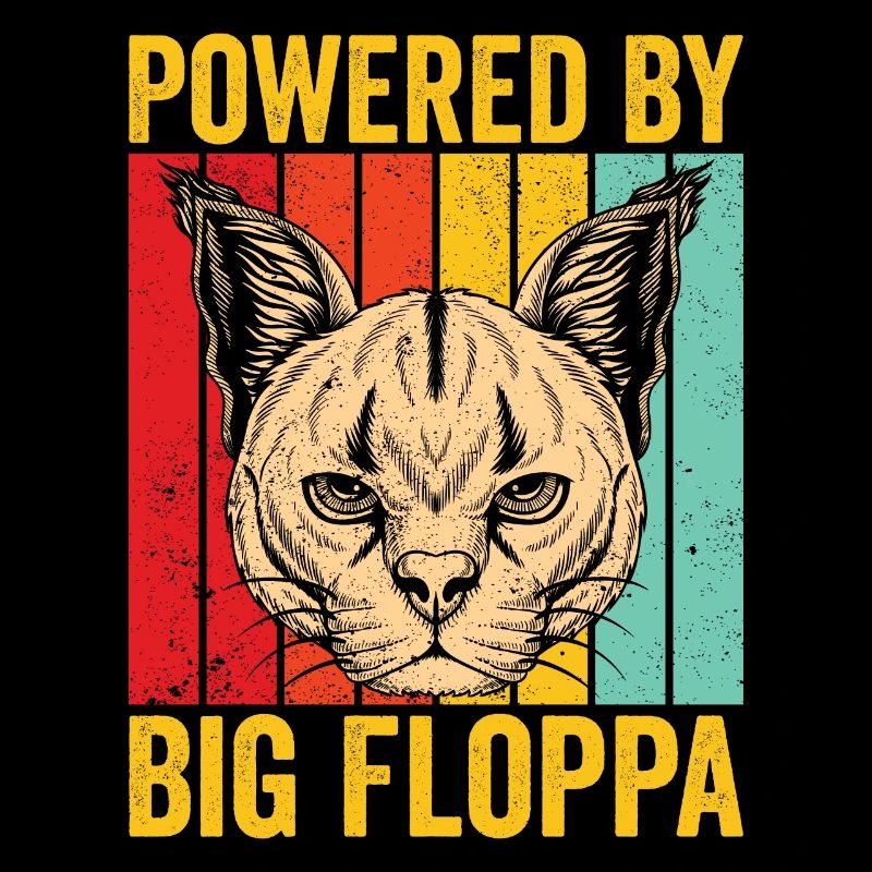Big Floppa Caracal Cat Meme Retro