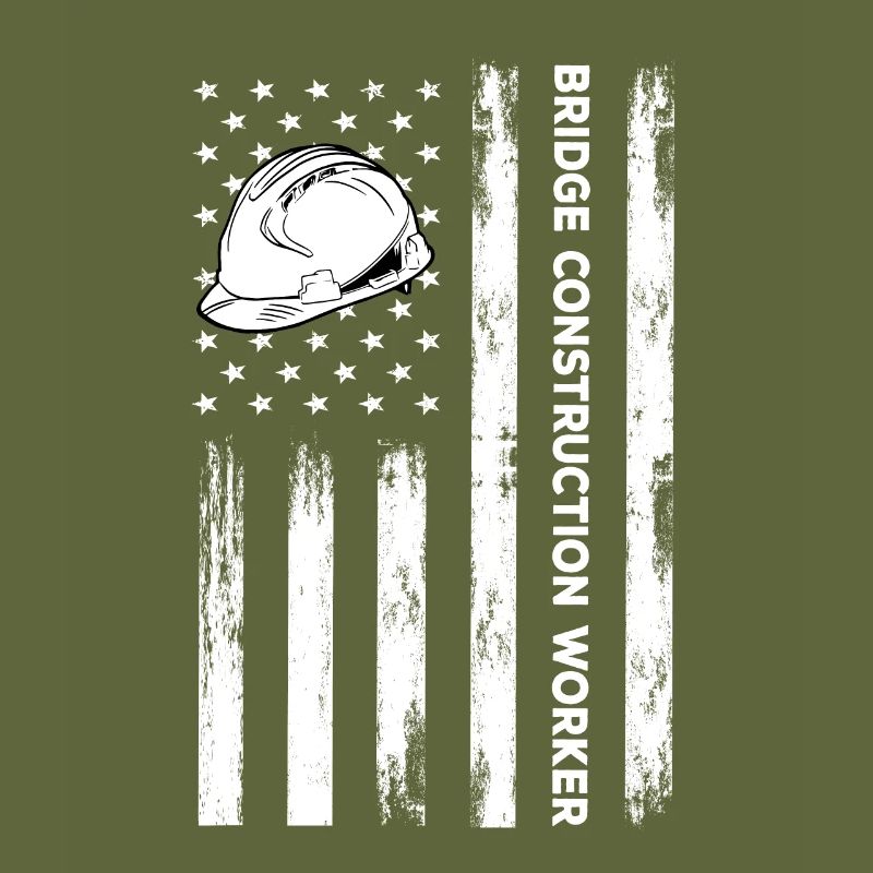 Usa flag bridge construction worker