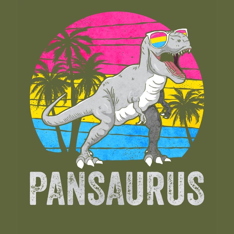 Pansexual Pride Pan Flag Dinosaur Trex LGBT