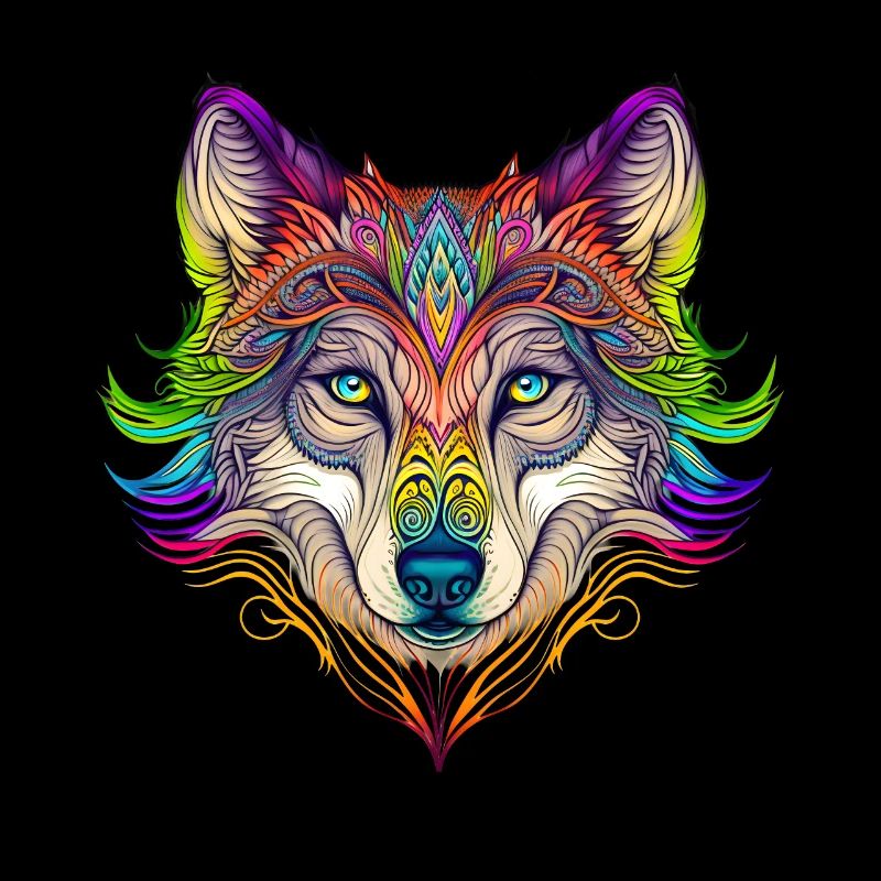 Rainbow Ghost Wolf Portrait