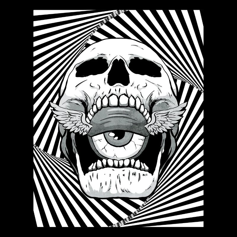 Weirdcore Ästhetischer Totenkopf Augapfel Flügel