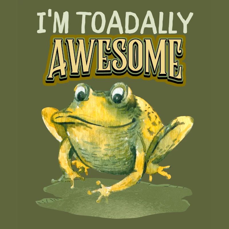 Frog Funny Saying, Pun, Toadally-Awesome