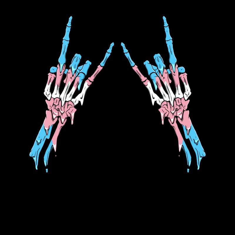 Transgender Pride Trans Flag Devil Horn Skeleton