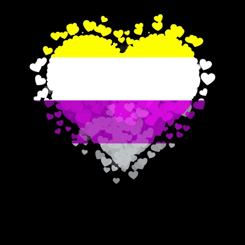 Non Binary Pride Flag Hearts Sublte LGBTQ