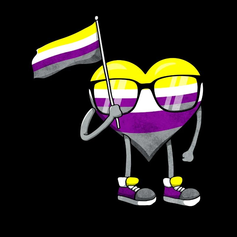 Non Binary Pride Flag Heart Sublte LGBTQ
