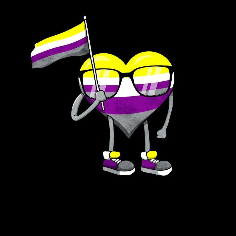 Non Binary Pride Flag Heart Sublte LGBTQ