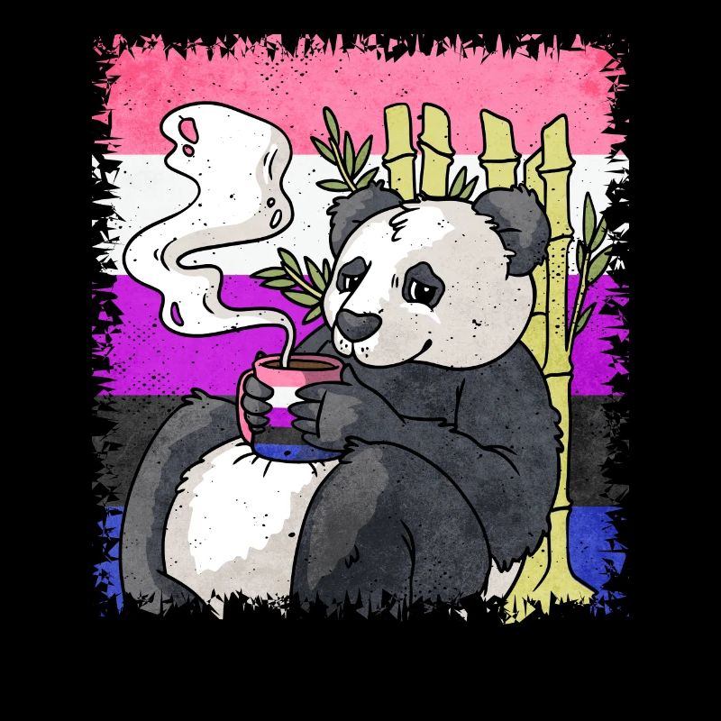 Genre fluide fierté drapeau panda café subtil