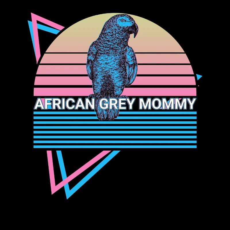 African Grey Mama Parrot Retro
