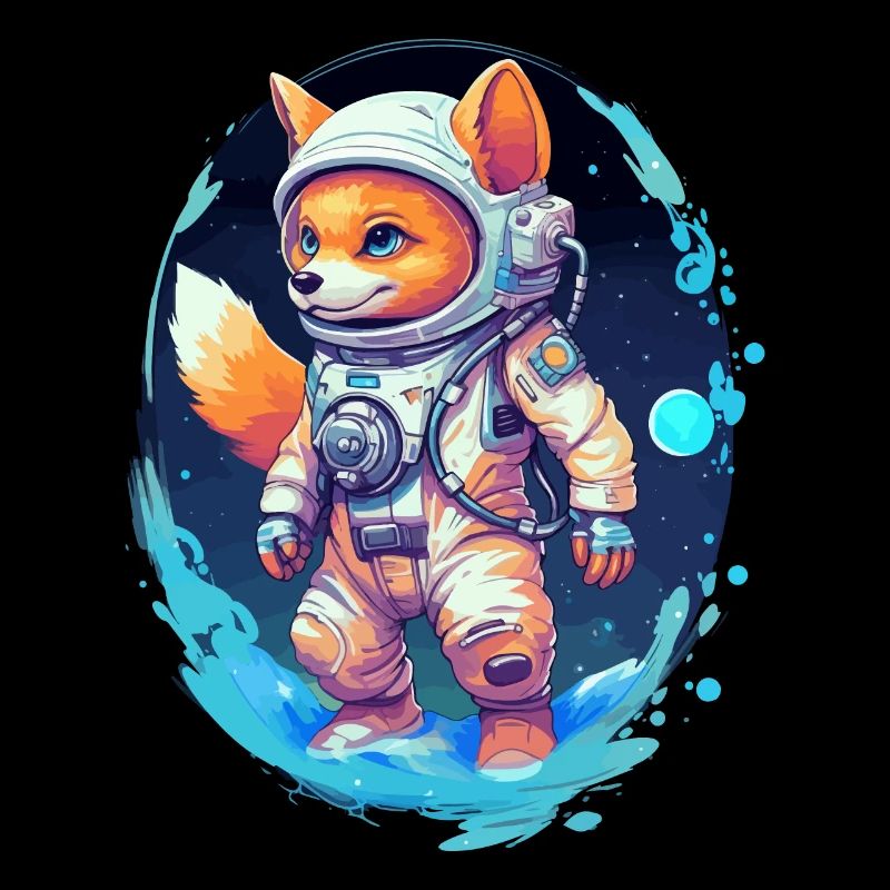 Cute fox in astronaut suit astronaut space