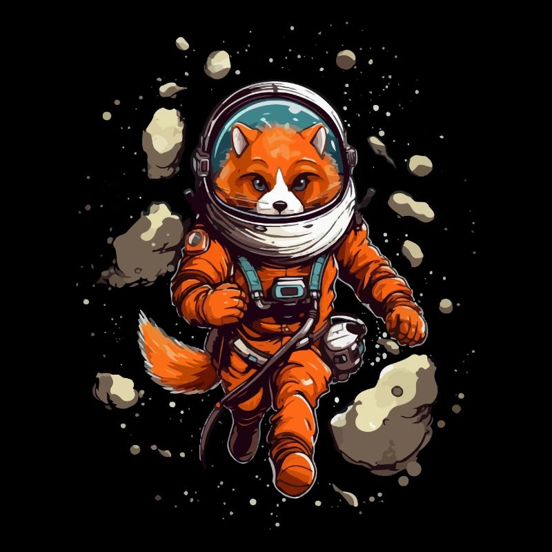 Renard de dessin animé mignon en astronaute avec une combinaison spatiale