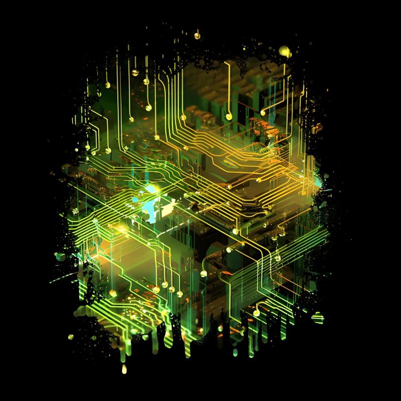 Abstract Art: Digital Data Stream Mainboard
