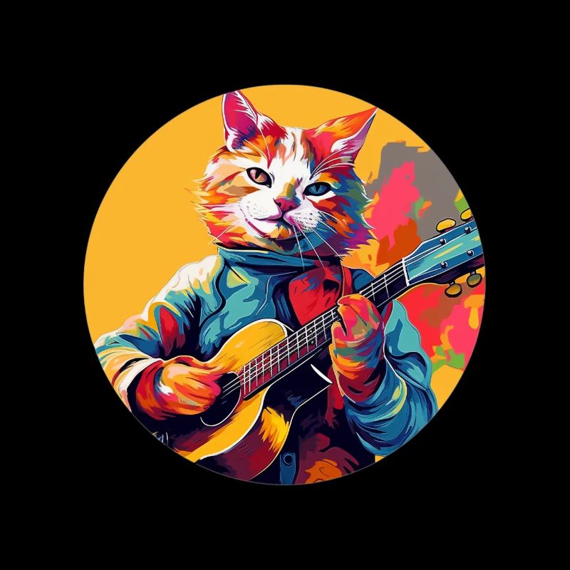 Cat joue de la guitare