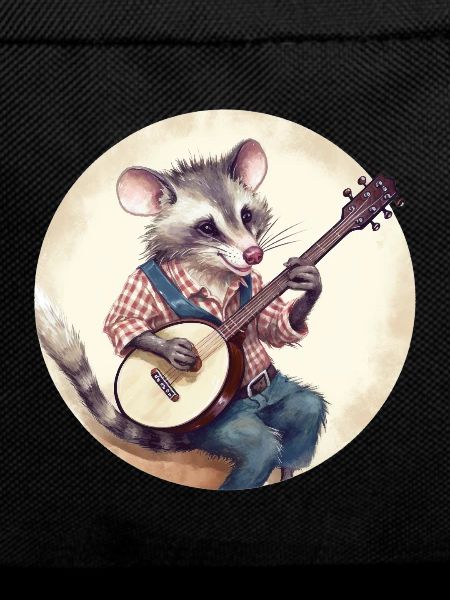Opossum playing banjo
