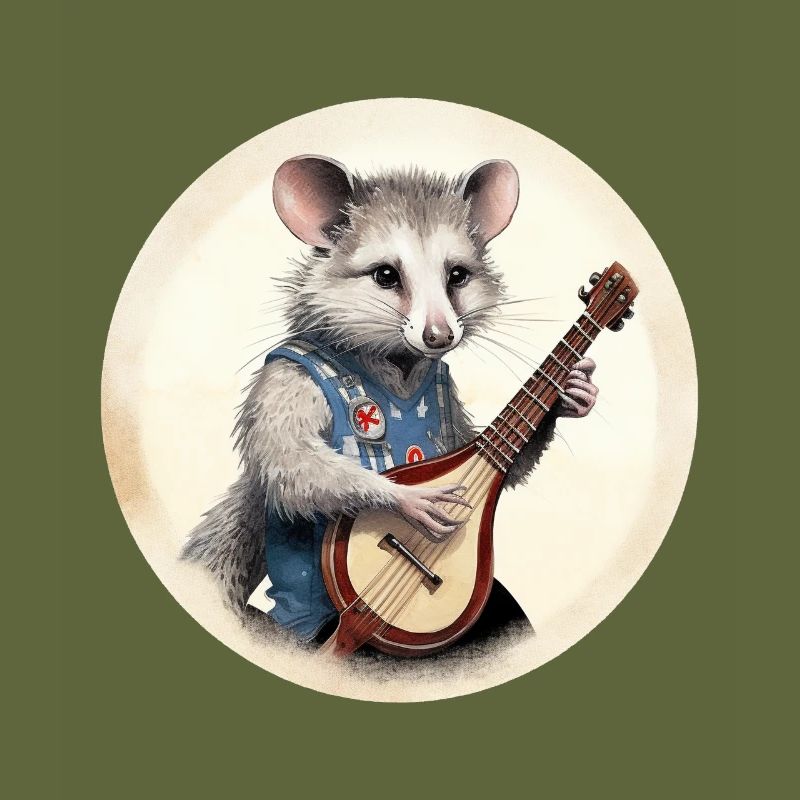 Opossum playing banjo