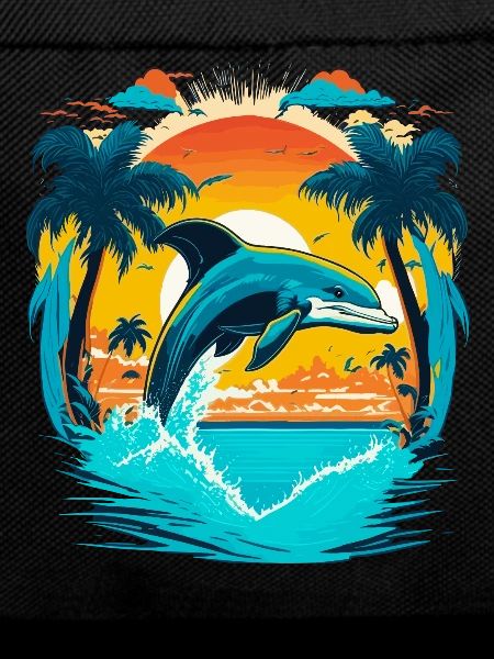 Jumping dolphin in sunset