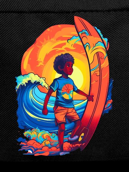 Surfer with sunbeam motif