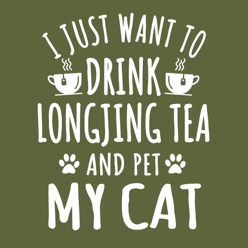 Funny Longjing tea and cat lovers