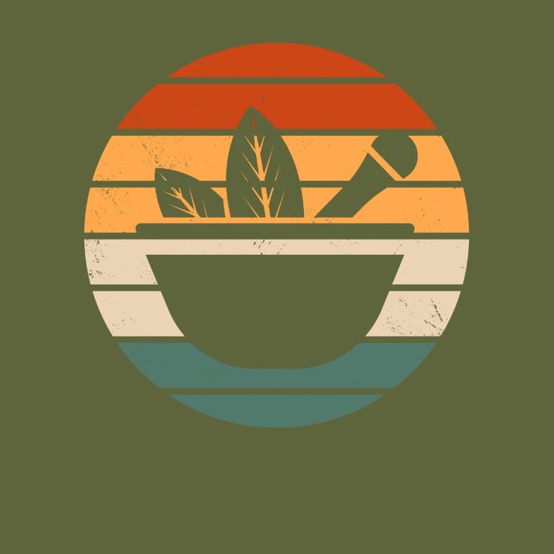 Conception rétro d’herbes et de mortier