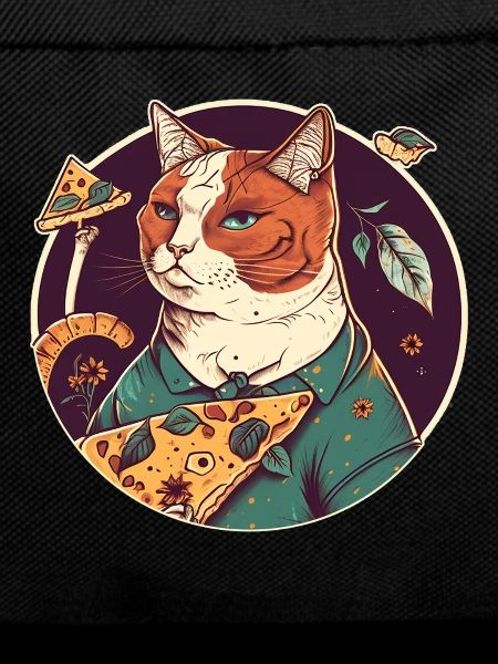 cat with slices of pizza