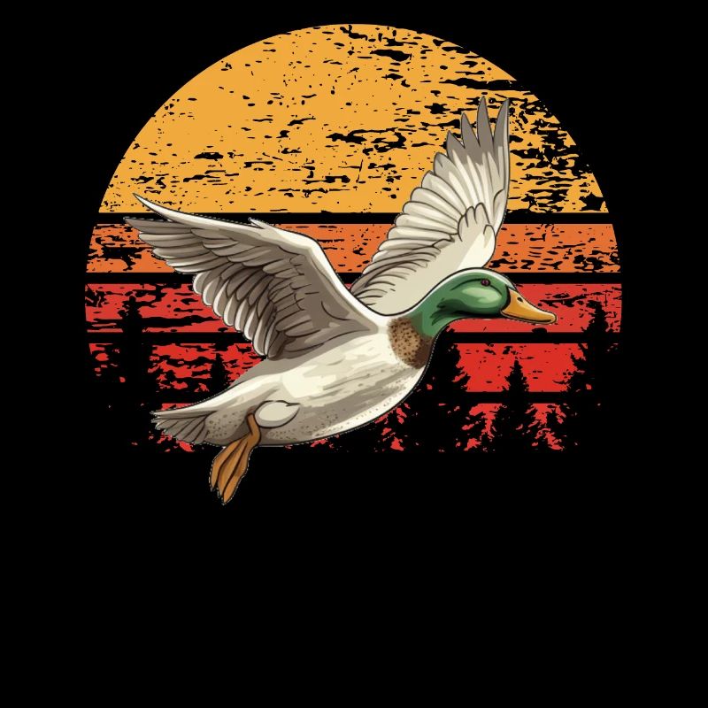 Retro Duck Hunt Sunset Flying