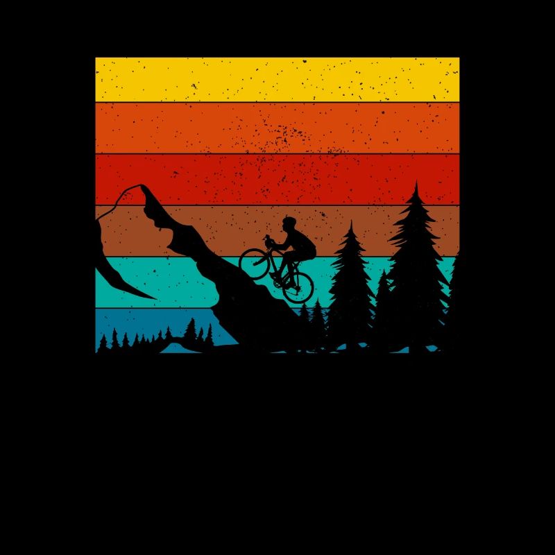 Retro-Mountainbiker Wald und Berge MTB Radfahrer
