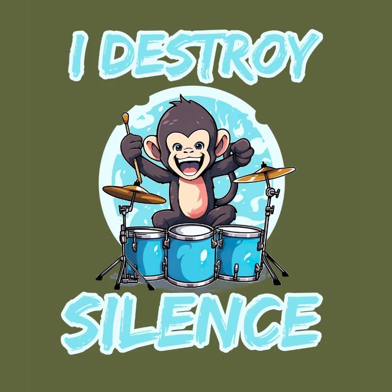 I Destroy Silence Affe Schlagzeug Trommeln