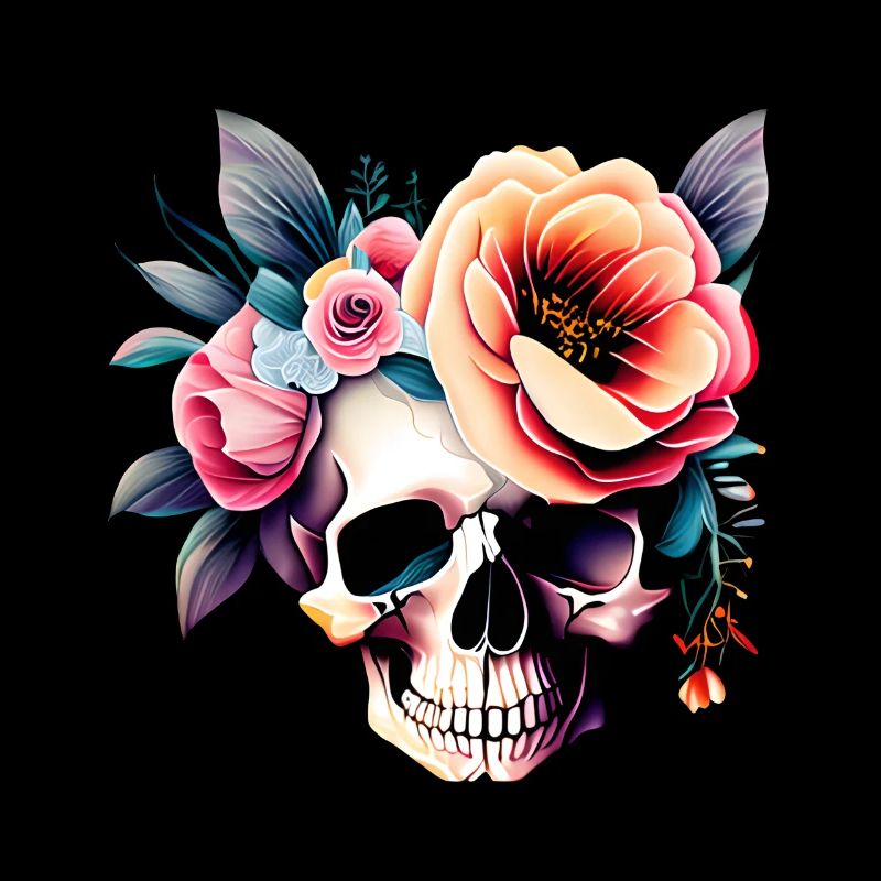 Bloom skull, flowers.
