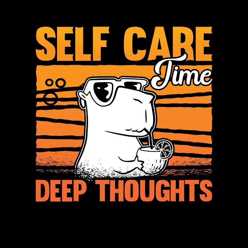 Capybara Self Care Time Deep Thoughts Large Rodent