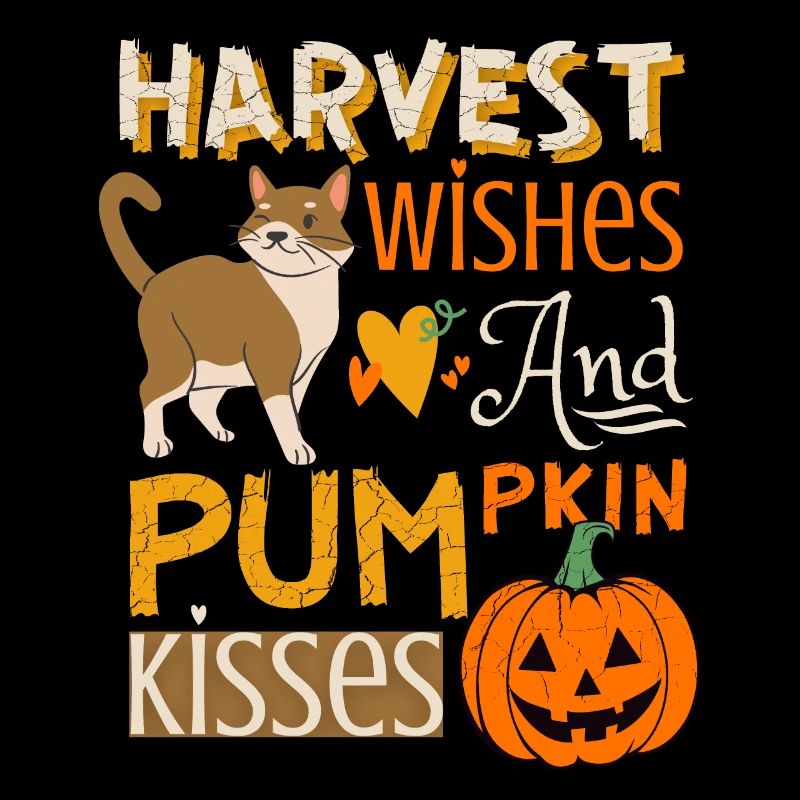 Récolte d’automne avec citrouille et chat rigolo